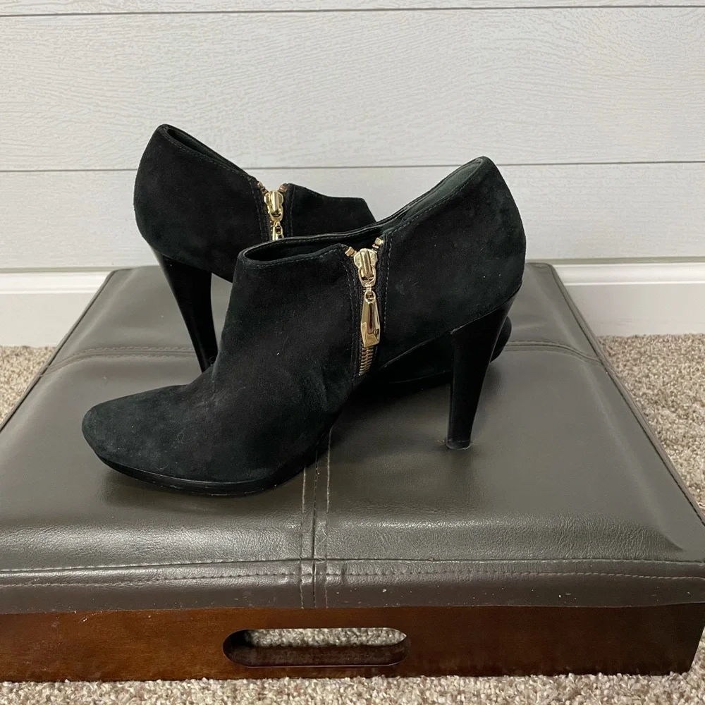 DVF Black Suede Heeled Booties Size 8 1/2